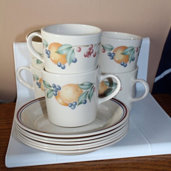 Corelle Abundance Fruit Coffee Cup Set of 6 Saucers - Picture 1 of 4